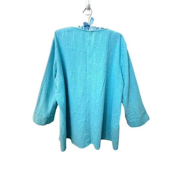 Toofan aqua blue 100% cotton tunic with pockets 2X - Picture 4 of 9